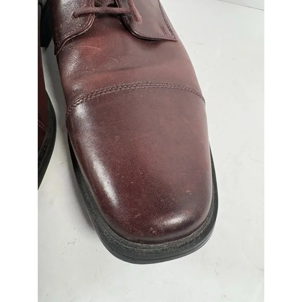 Clarks Tilden Mens 13 M Burgundy Leather Cap Toe Oxford Dress Shoes 26136387